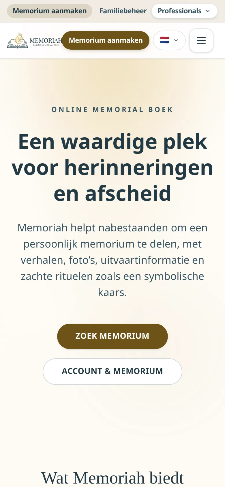 Homepage, mobiel